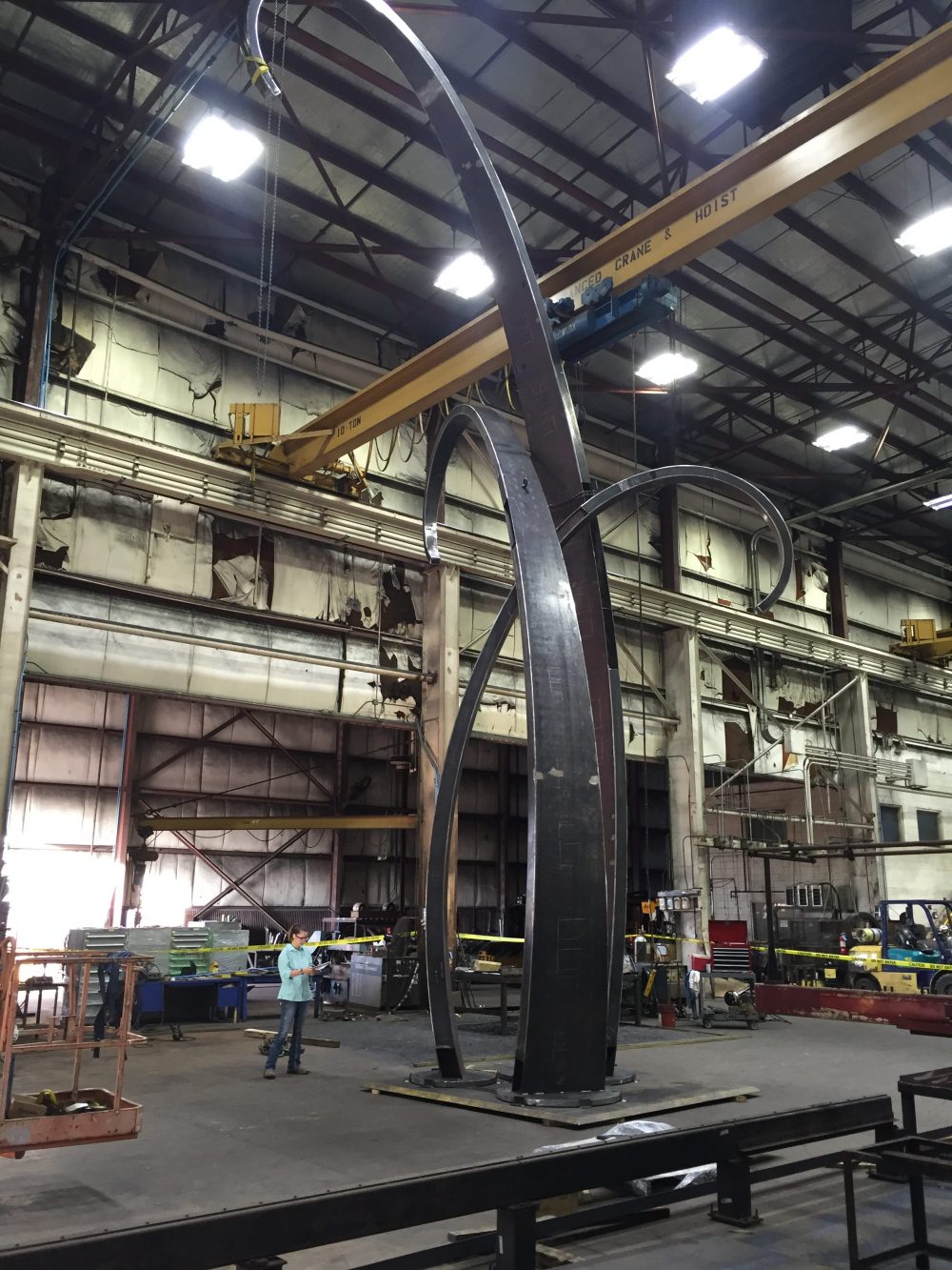 40' Art Sculpture pieces were rolled to create the arcs